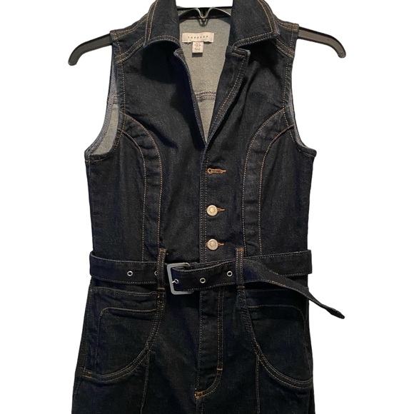 Top Shop Sleeveless 70’s Indigo Denim Jumpsuit! - Picture 4 of 7